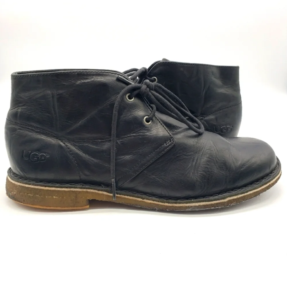 UGG Men US 9.5 EU 42.5 3275 black Leighton chukka desert boots leather lace up